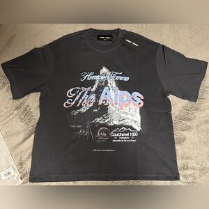 Homme + Femme Swiss Alps Cropped Black Short Sleeve Tee